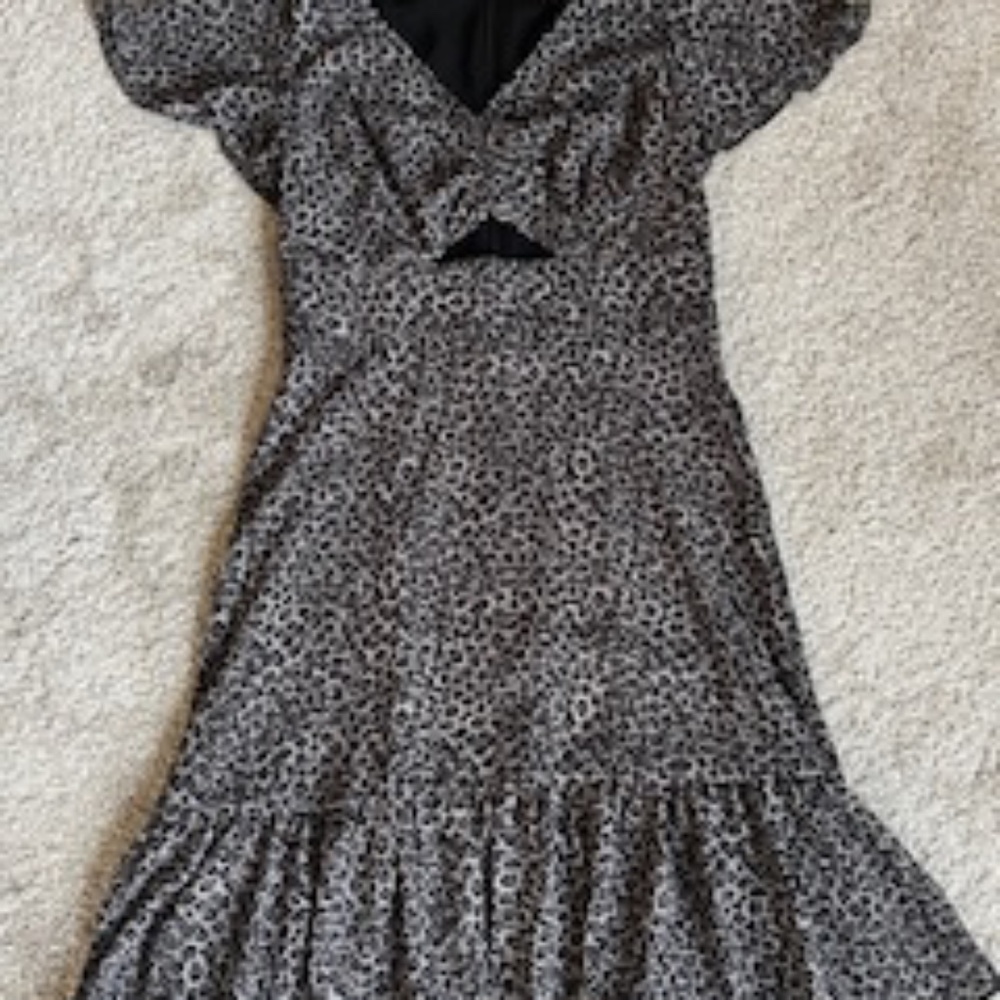 Michael Kors black and gray, medi dress, size small, leopard print